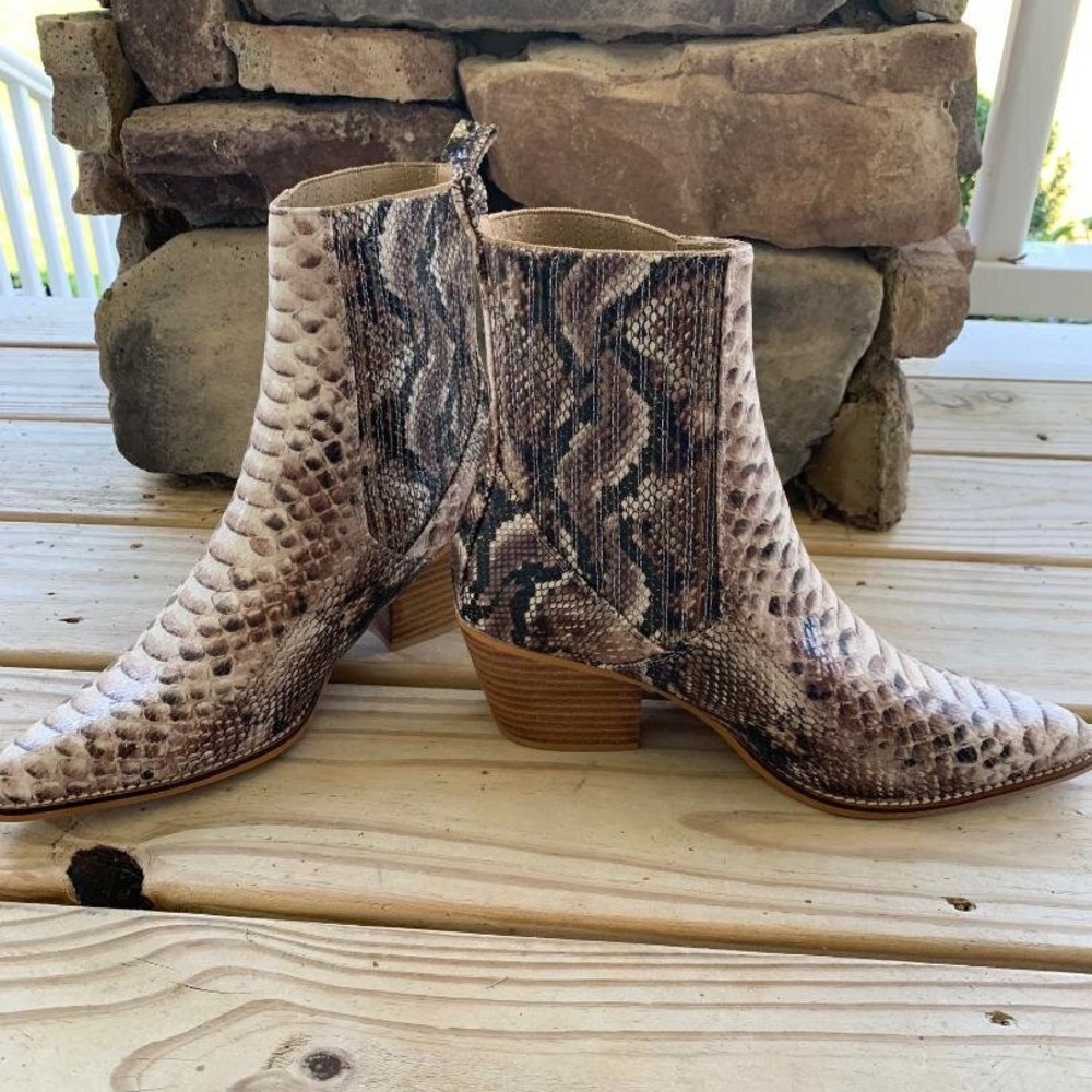 Snakeskin Ankle Booties Size 6